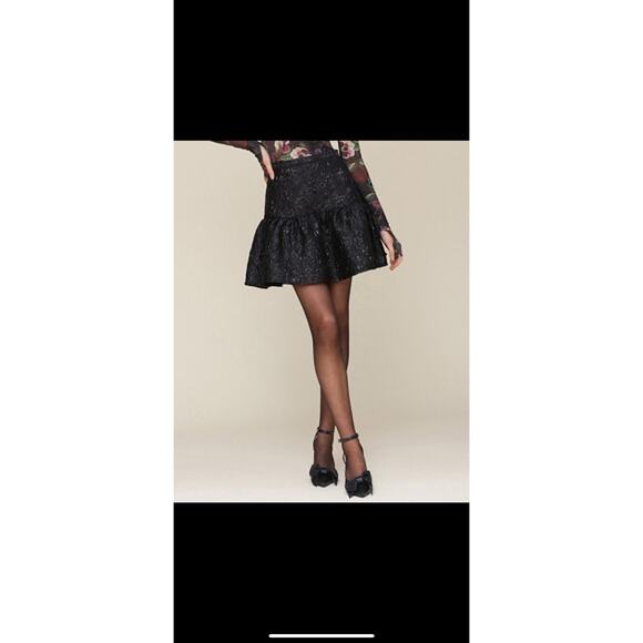 NWT Anthropologie Avec Les Filles Textured Ruffle Mini Skirt Black XL - Picture 1 of 3